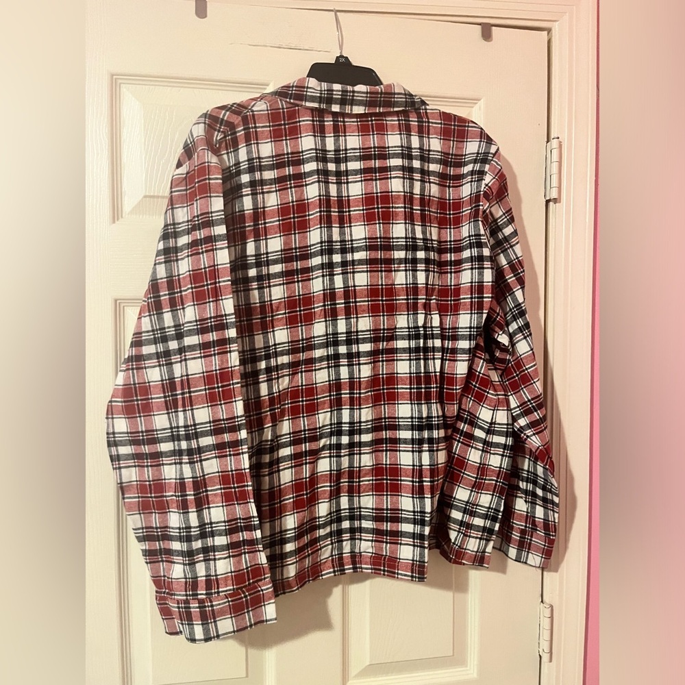 Disney flannel plaid Pajama Mickey Mouse button up blouse size 1X women's - Picture 4 of 7